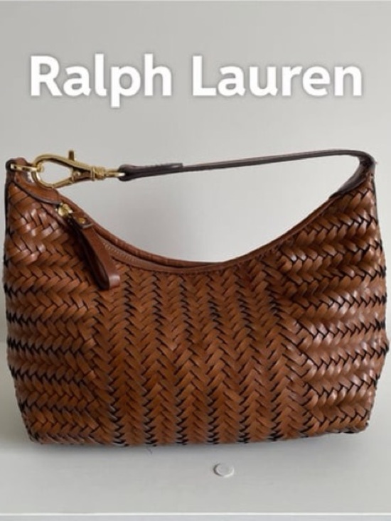 Ralph Lauren Handbags - Ralph Lauren Woven Leather Shoulder Bag - Cognac Brown